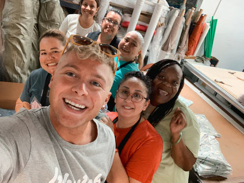bubuleh founder and CEO Jordan Star takes a selfie with the Los Angeles embroidery team
